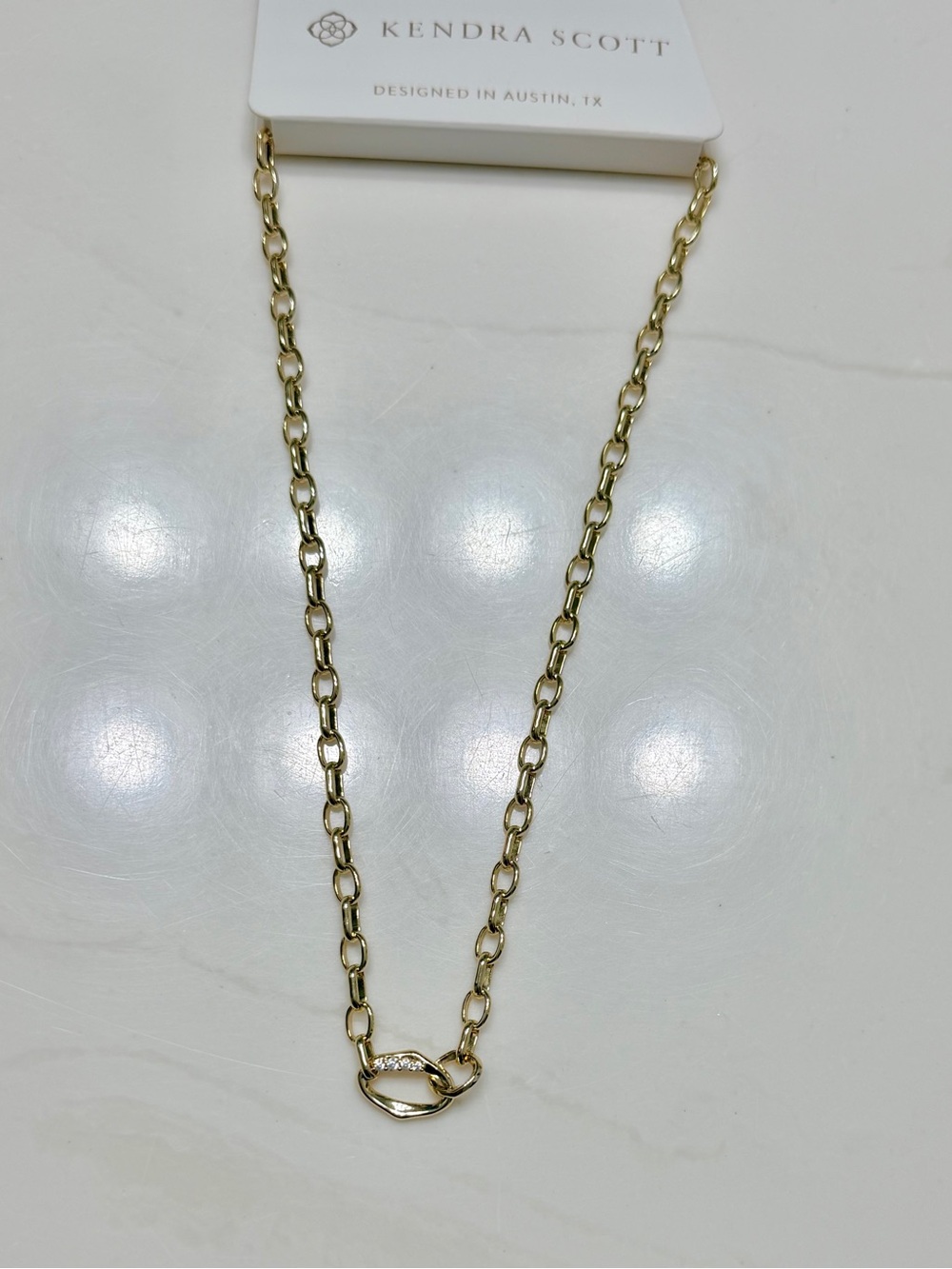 Kendra Scott Gold Chain Necklace with Pavé Knot Pendant